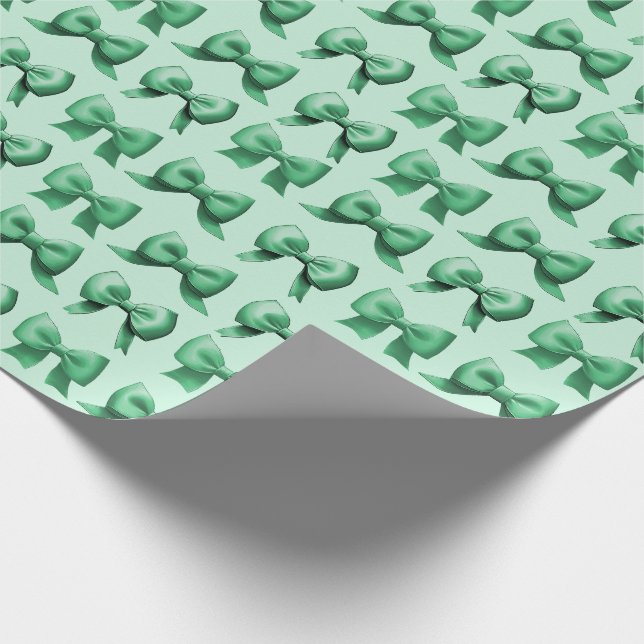 Green Holiday Bow Gift Wrapping Paper (Corner)