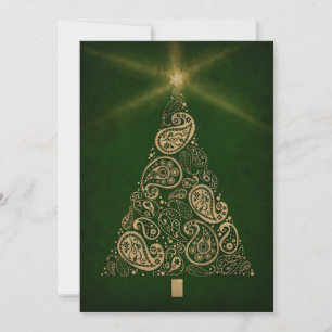 Green Holiday Card with Paisley Tree