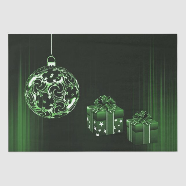 Green Holiday Christmas Ornament Tissue Paper (Front)