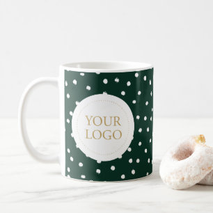 Green Holiday Confetti Simple Business Logo Custom Coffee Mug