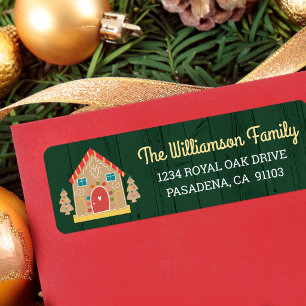 Green Holiday Gingerbread House Rustic Script Cute