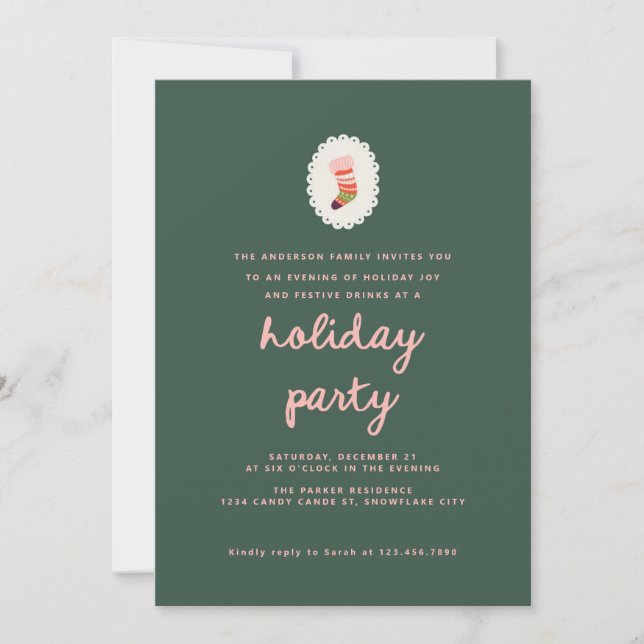 Green Holiday Modern Festive Christmas Party  Invitation (Front)