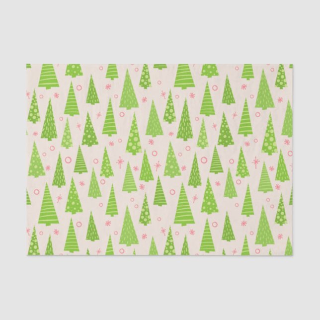 Green Holiday Pine Trees  Tissue Paper (Front)