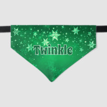 Green Holiday Stars Dog Name Pet Bandana Collar