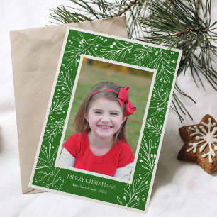 Green Holiday Winter Branches Photo 2017 Card