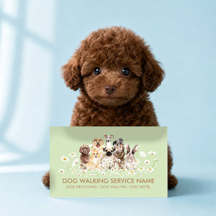 Green Holistic Pet Care Watercolor Dog Wellness Business Card