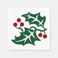 Green Holly and Red Berries Christmas Holiday