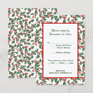 Green Holly Holiday Editable 3.5x 5" Response Card