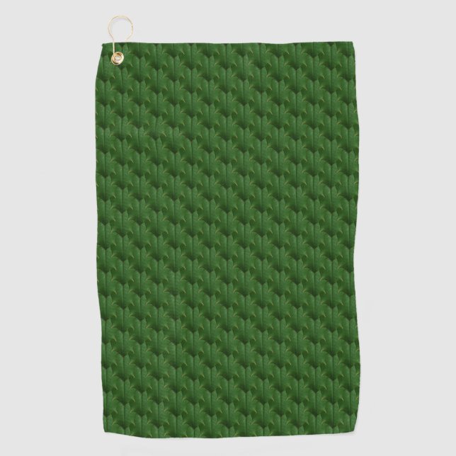 Green Holly Leaf Golf Towel (Front)