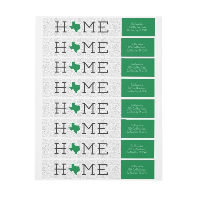 Green HOME Texas Wrap Around Label (Sheet)