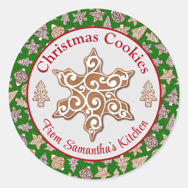 Green Homemade Christmas Cookies Classic Round Sticker (Front)