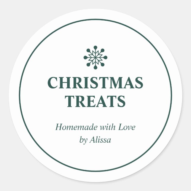Green Homemade Christmas Treat Holiday Baked Goods Classic Round Sticker (Front)