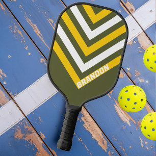 Green Honey Nostalgic Vintage Chevron with Name Pickleball Paddle