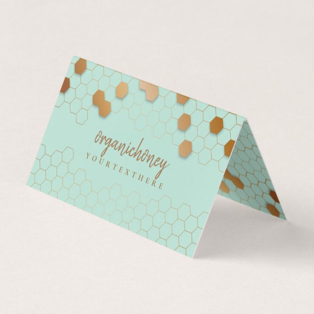 Green Honeycomb Bee Apiary Business Card (Front)
