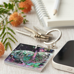 Green Hope Butterfly Rising Key Ring
