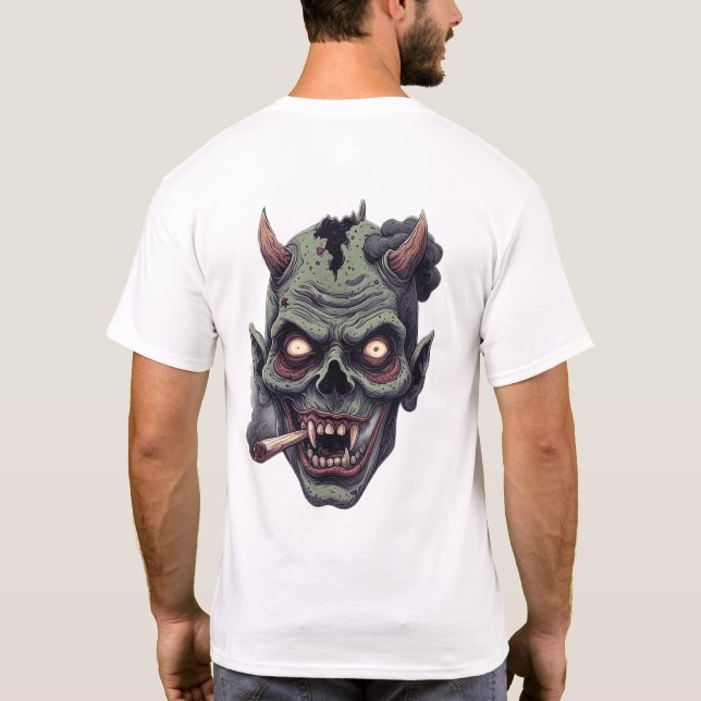 Green Horned Monster Graphi T-Shirt (Back)