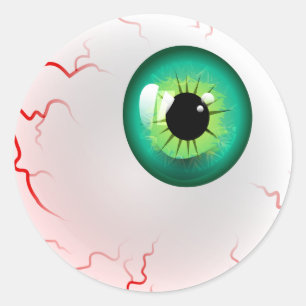 Green Horror Eye ball Classic Round Sticker