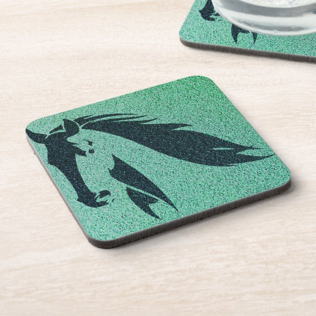 Green Horse Hard plastic coaster (Left Side)