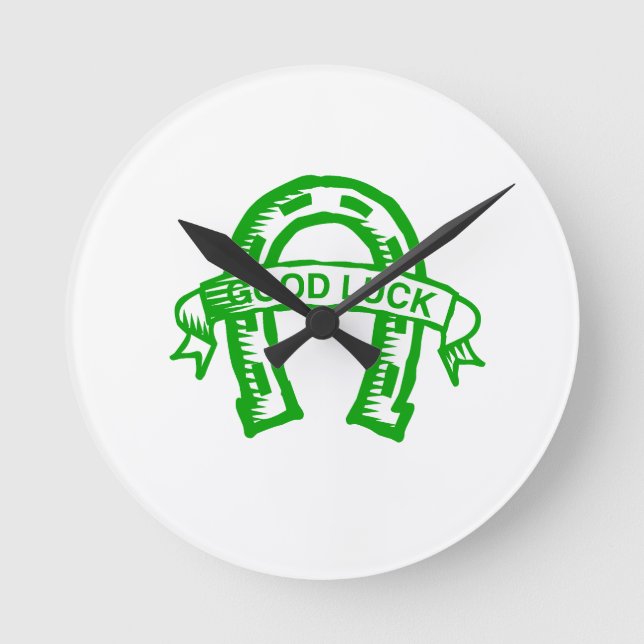 Green horseshoe St. Patrick day Round Clock (Front)