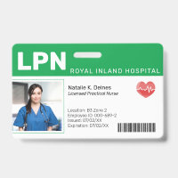 Green | Hospital Medical Employee Photo ID Badge