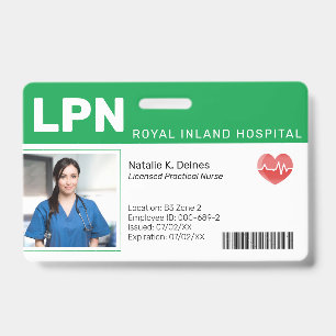 Green Hospital Medical Employee Photo ID Badge