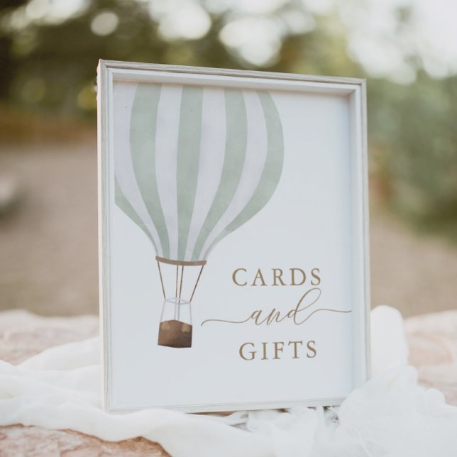 Green Hot Air Balloon Baby Shower Cards and Gifts Poster (Creator Uploaded)