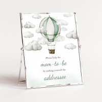 Green Hot Air Balloon Baby Shower Envelope Station