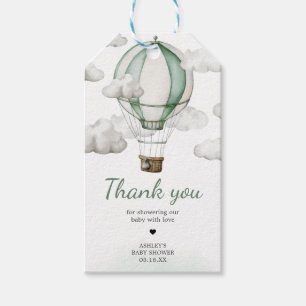 Green Hot Air Balloon Baby Shower Favour Tags