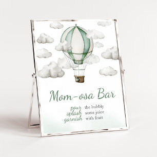 Green Hot Air Balloon Baby Shower Mum Osa Bar Poster
