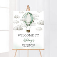 Green Hot Air Balloon Baby Shower Welcome