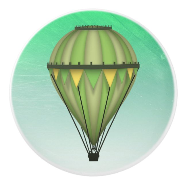 Green Hot Air Balloon Ceramic Knob (Front)