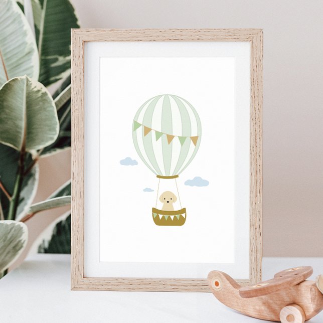 Green Hot Air Balloon with Puppy Nursery Poster (Creator Uploaded)