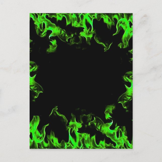 green hot flames postcard (Front)