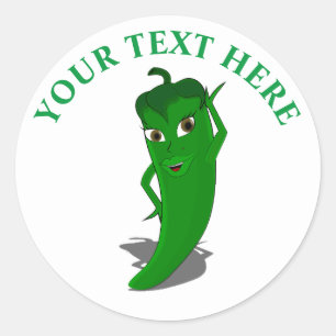 Green Hot Pepper Diva Classic Round Sticker