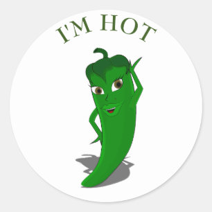 Green Hot Pepper Diva Classic Round Sticker