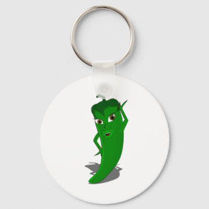 Green Hot Pepper Diva Key Ring