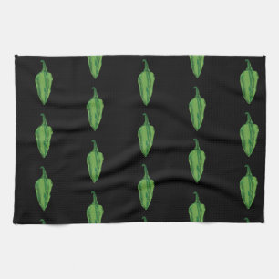 Green Hot Peppers Custom Tea Towel