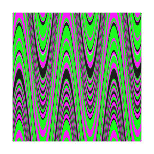 Green Hot Pink Black Modern Geometric Wave Canvas Print