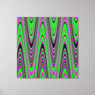 Green Hot Pink Black Modern Geometric Wave Canvas Print