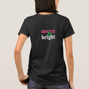 Green & Hot Pink Typography Christmas T-Shirt