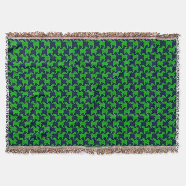 Green Houndstooth dogs Choose Colour Throw Blanket (Front)