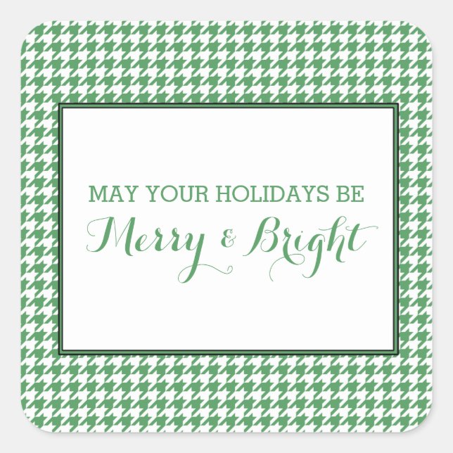 Green Houndstooth Holiday Stickers (Front)