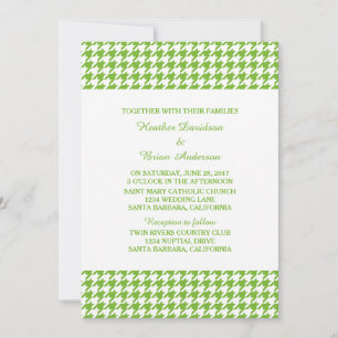 Green Houndstooth Wedding Invite