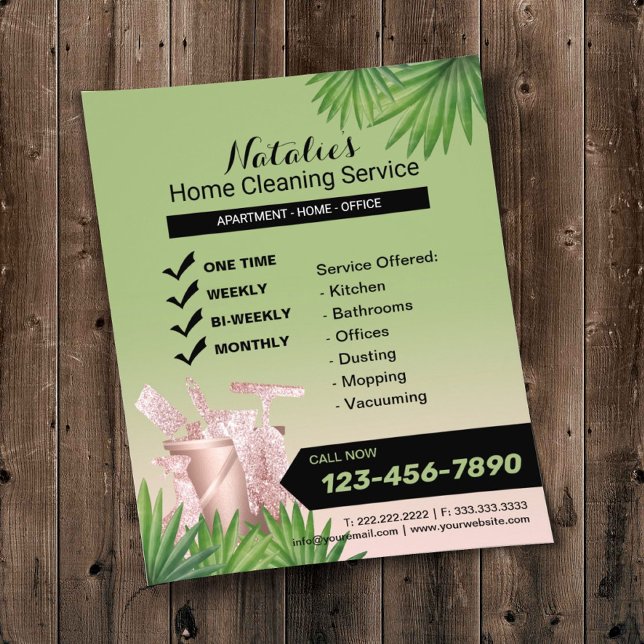 Green House Cleaning Housekeeping Service Flyer (Creator Uploaded)