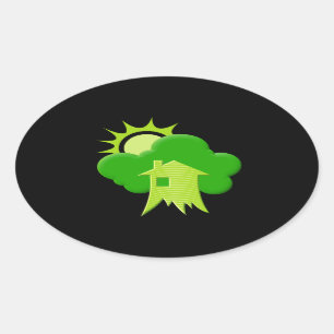 Green House Oval Sticker