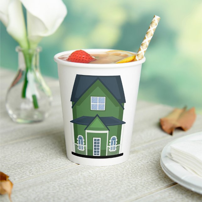 Green House Residential Building Paper Cups (Creator Uploaded)