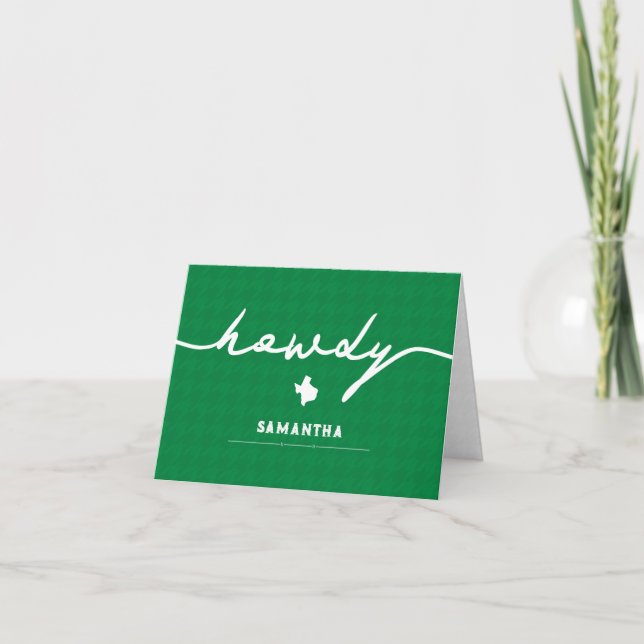 Green Howdy Houndstooth Texas Note Card (Front)