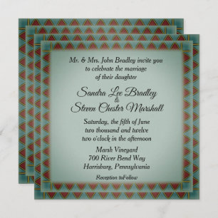 Green Hue Tribal Inspired Design Wedding Invitation
