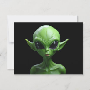 Green humanoid postcard