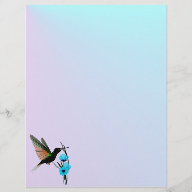 Green Hummingbird-Blue Flowers letterhead (Front)